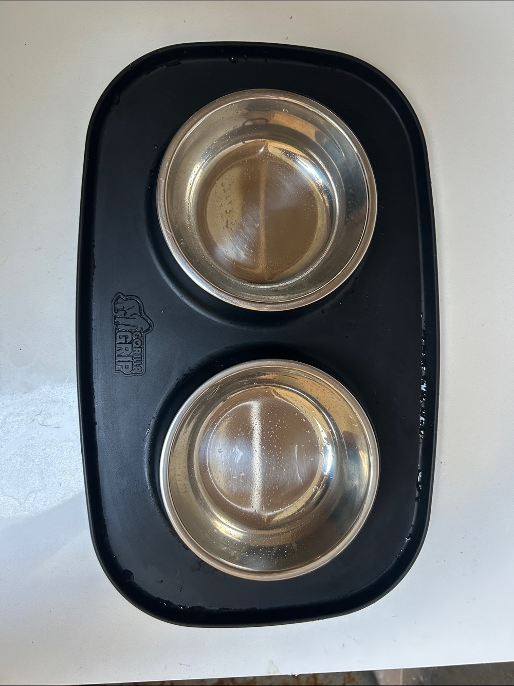 Non-Brand Black Double Pet Bowl with Stainless Steel Inserts